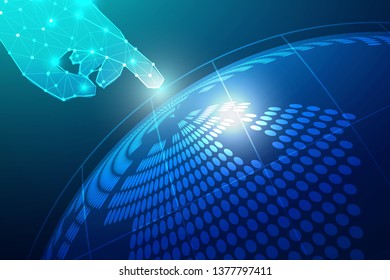 Global network connection with business concept and world map line, vector illustrator