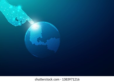 Global network connection with business concept and world map line, vector illustrator