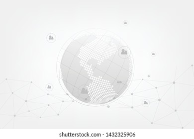 Global network connection with business concept and world map line, vector illustrator