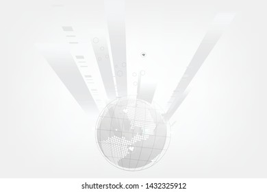 Global network connection with business concept and world map line, vector illustrator