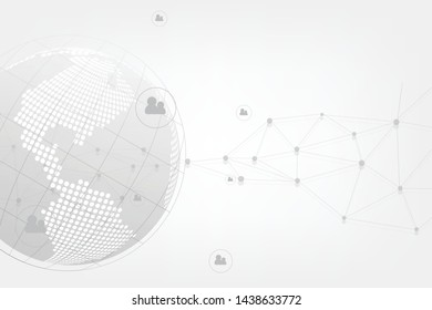 Global network connection with business concept and world map line, vector illustrator