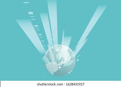 Global network connection with business concept and world map line, vector illustrator
