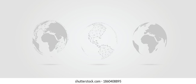 Global network connection with business concept and world map line, vector illustrator