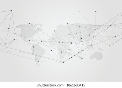 Global network connection with business concept and world map line, vector illustrator