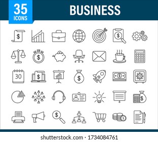 Global network connection. Business line icon set. Marketing network. Money line icon set. Vector stock illustration.