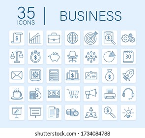 Global network connection. Business line icon set. Marketing network. Money line icon set. Vector stock illustration.