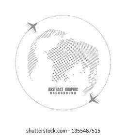 Global network connection with Business plane concept. World map point and line composition. Vector Illustration