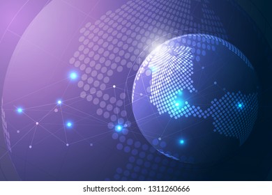Global network connection. Global business World map point and line composition concept, Vector Illustration