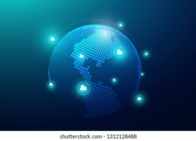 Global network connection. Global business World map point and line composition concept, Vector Illustration