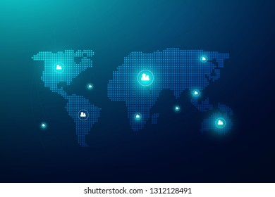 	
Global network connection. Global business World map point and line composition concept, Vector Illustration