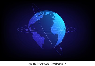Global network connection. Communication technology for internet business. World map point. around planet Earth EP.2.design sphere, dot and structure. Vector  3d illustration. 3d rendering