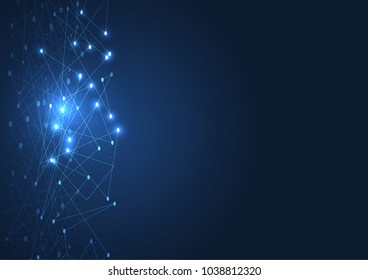 Concepto de conexión de red global. Los puntos abstractos conectan líneas en línea de negocios globales. Fondo de la ilustración del vector.