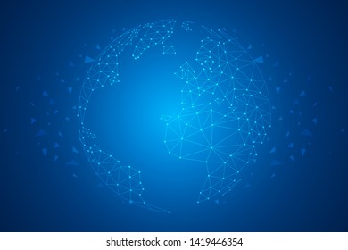 Global network connection concept, Abstract globe map technology