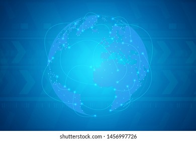Global network connection concept, Abstract globe map technology