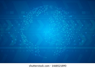 Global network connection concept, Abstract globe map technology