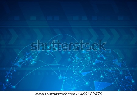 Global network connection concept, Abstract globe map technology, speed background