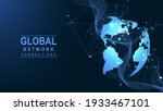 Global network connection concept. Big data visualization. Social network communication in the global computer networks. Internet technology. Business. Science. Vector illustration.