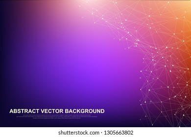 Global network connection concept. Big data visualization. Social network communication in the global computer networks. Internet technology. Business. Science. Vector illustration