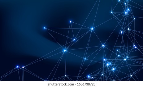 Global network connection concept. Big data visualization. Social network communication in the global computer networks. Internet technology. Business. Science. Vector illustration.