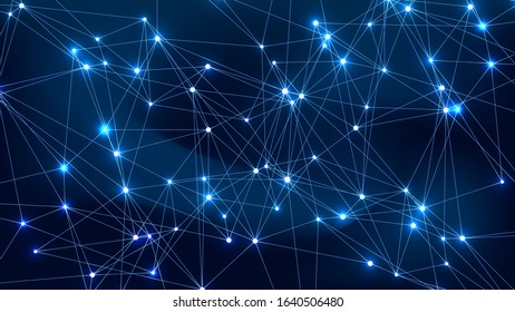 Global network connection concept. Big data visualization. Social network communication in the global computer networks. Internet technology. Business. Science. Vector illustration.
