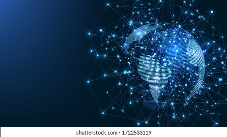 Global network connection concept. Big data visualization. Social network communication in the global computer networks. Internet technology. Business. Science. Vector illustration - Shutterstock ID 1722533119