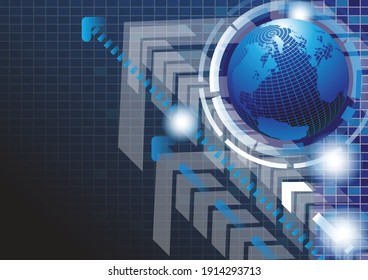 Global network connection concept. Big data visualization. Social network communication in the global computer networks. Internet technology. Business. Science. Vector illustration.