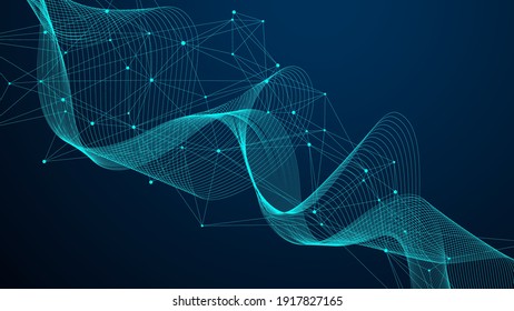 Global network connection concept. Big data visualization. Social network communication in the global computer networks. Internet technology. Business. Science. Vector illustration.