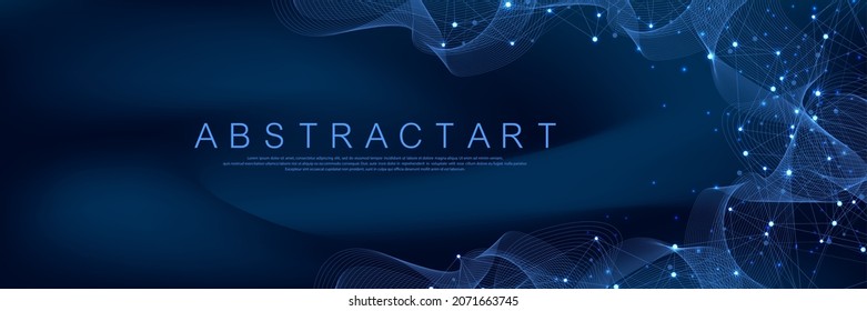 Globales Netzwerk-Verbindungskonzept. Visualisierung großer Daten. Soziale Netzwerkkommunikation in den globalen Computernetzwerken. Internettechnologie. Business. Wissenschaft. Vektorgrafik.
