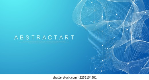 Global network connection concept. Big data visualization. Social network communication in the global computer networks. Internet technology. Business. Science. Vector illustration.