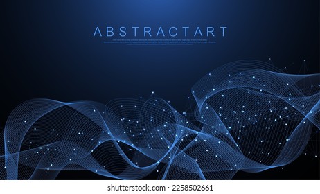 Global network connection concept. Big data visualization. Social network communication in the global computer networks. Internet technology. Business. Science. Vector illustration