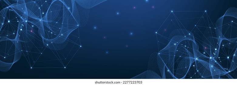 Global network connection concept. Big data visualization. Social network communication in the global computer networks. Internet technology. Business. Science. Vector illustration