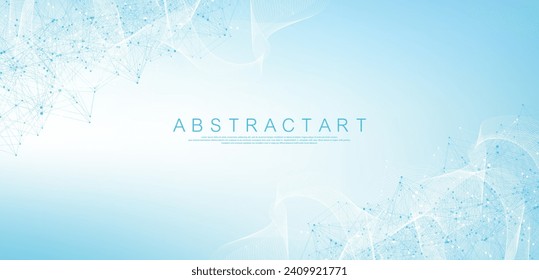 Global network connection concept. Big data visualization. Social network communication in the global computer networks. Internet technology. Business. Science. Vector illustration.