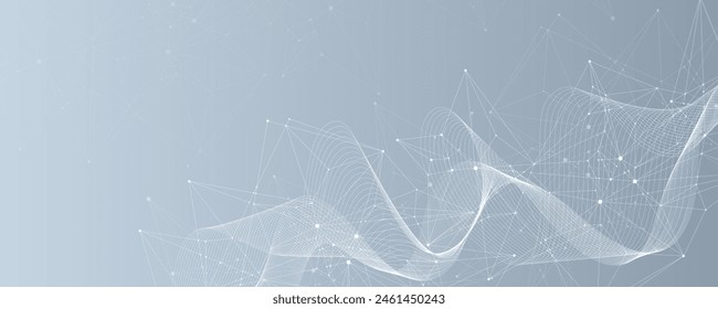 Global network connection concept. Big data visualization. Social network communication in the global computer networks. Internet technology. Business. Science. Vector illustration.