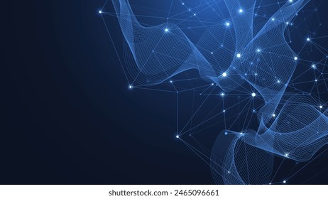 Global network connection concept. Big data visualization. Social network communication in the global computer networks. Internet technology. Business. Science. Vector illustration