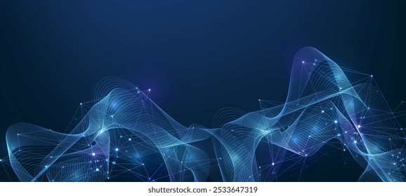 Conceito de conexão de rede global. Visualização de Big Data. Comunicação de redes sociais nas redes globais de computadores. Tecnologia da Internet. Negócios. Ciência. Ilustração vetorial