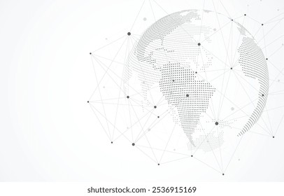 Global network connection concept. Big data visualization. Social network communication in the global computer networks. Internet technology. Business. Science. Vector illustration