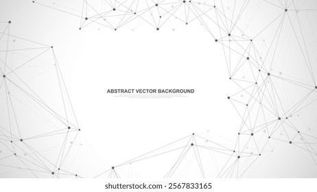 Global network connection concept. Big data visualization. Social network communication in the global computer networks. Internet technology. Business. Science. Vector illustration