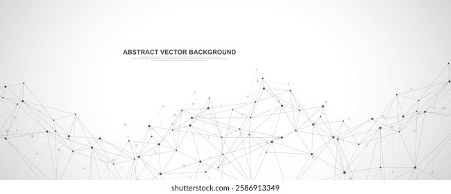 Global network connection concept. Big data visualization. Social network communication in the global computer networks. Internet technology. Business. Science. Vector illustration.