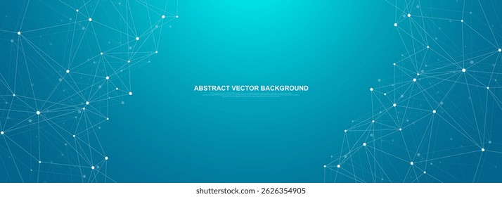 Global network connection concept. Big data visualization. Social network communication in the global computer networks. Internet technology. Business. Science. Vector illustration
