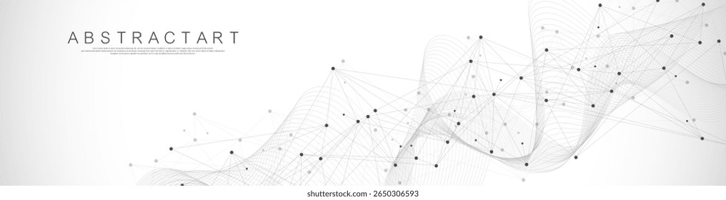 Concepto de conexión de red global. Visualización de Big Data. Comunicación de redes sociales en las redes informáticas globales. Tecnología de Internet. Negocios. Ciencia. Ilustración vectorial