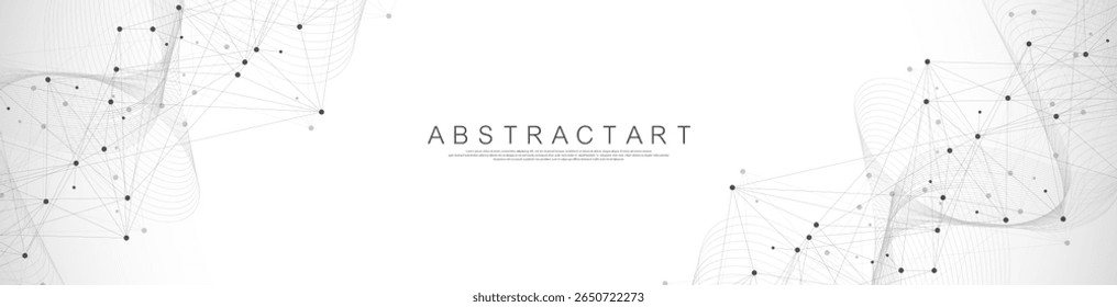 Global network connection concept. Big data visualization. Social network communication in the global computer networks. Internet technology. Business. Science. Vector illustration