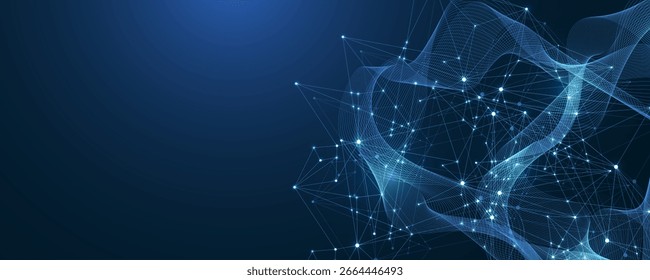 Conceito de conexão de rede global. Visualização de Big Data. Comunicação de redes sociais nas redes globais de computadores. Tecnologia da Internet. Negócios. Ciência. Ilustração vetorial