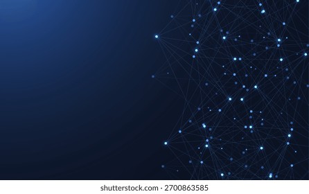 Concepto de conexión de red global. Visualización de Big Data. Comunicación de redes sociales en las redes informáticas globales. Tecnología de Internet. Negocios. Ciencia. Ilustración vectorial