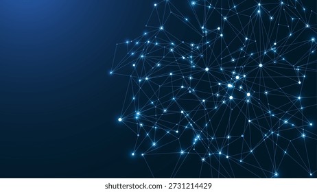 Global network connection concept. Big data visualization. Social network communication in the global computer networks. Internet technology. Business. Science. Vector illustration