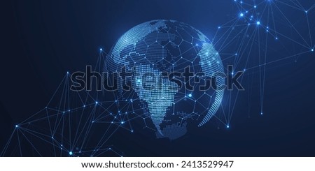 Global network connection concept. Big data visualization. Social network communication in the global computer networks. Internet technology. Business. Science. Vector illustration.