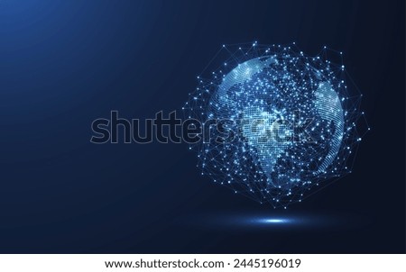 Global network connection concept. Big data visualization. Social network communication in the global computer networks. Internet technology. Business. Science. Vector illustration.