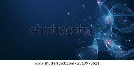 Global network connection concept. Big data visualization. Social network communication in the global computer networks. Internet technology. Business. Science. Vector illustration.