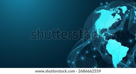 Global network connection concept. Big data visualization. Social network communication in the global computer networks. Internet technology. Business. Science. Vector illustration