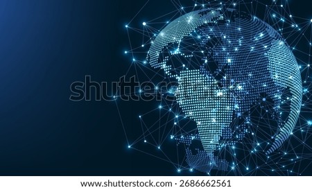 Global network connection concept. Big data visualization. Social network communication in the global computer networks. Internet technology. Business. Science. Vector illustration