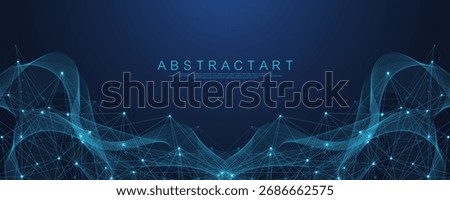 Global network connection concept. Big data visualization. Social network communication in the global computer networks. Internet technology. Business. Science. Vector illustration